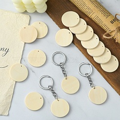 DIY Blank Flat Round Wooden Keychain Making Kits&nbsp;DIY-YW0008-89