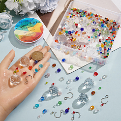 DIYサンシャインキャッチャー製作キット  ガラスのペンダントやビーズを含む  銅製ワイヤー  変色しないステンレスフック  混合図形  ミックスカラー  20x23mm  穴：1.2mm&nbsp;DIY-SP0007-44