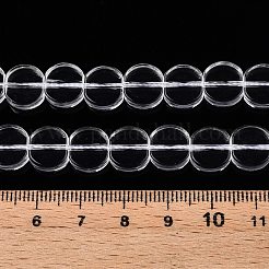 透明ガラスビーズ連売り  フラットラウンド  透明  9x10x4.5mm  穴：0.9mm  約41個/連  14.96インチ（38cm）&nbsp;GLAA-N001-59