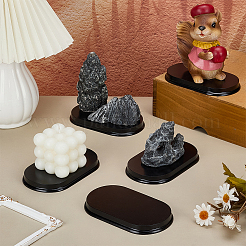 楕円形の木製シャーシのディスプレイ台座  トイモデル展示用  ブラック  12.8~13.3x7.3~7.9x1.2cm&nbsp;ODIS-WH0025-274B