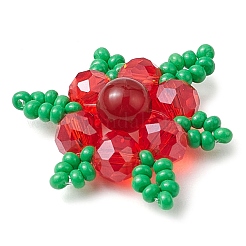 Woven Natural Carnelian(Dyed & Heated) & Glass Seed Beads Snowflake Multi-Strand Links&nbsp;PALLOY-MZ00319-01