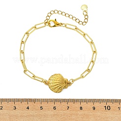 3個 3スタイル 304ステンレススチール シェルシェイプリンクブレスレット  女性用ペーパークリップチェーンブレスレット  18KGP本金メッキ  7.17~7.56インチ（18.2~19.2cm）&nbsp;BJEW-JB13855