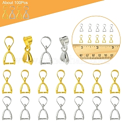 100Pcs 2 Colors Brass Ice Pick Pinch Bails&nbsp;IFIN-FS0001-48