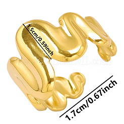 女性用不規則な波模様のステンレススチール製カフリング  ゴールドカラー  15mm  内径：17mm&nbsp;EK1772-2