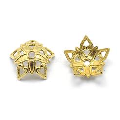 真鍮製ビーズキャップ  鉛フリー＆カドミウムフリー＆ニッケルフリー  5花びら  生（メッキなし）  9x3mm  穴：1mm&nbsp;KK-G319-01C-RS