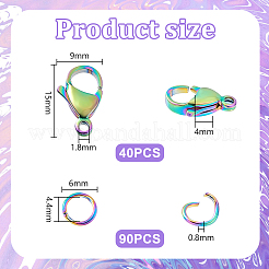 304 Stainless Steel Lobster Claw Clasps with Open Jump Rings&nbsp;STAS-PH0005-99B