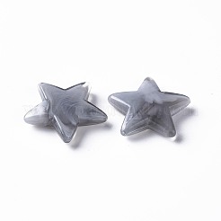 ツートンアクリルビーズ  天然石風  スター  銀  20.5x22x4.5mm  穴：1mm  約34個/39g&nbsp;LS-MACR-S272-77F