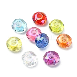 クリアアクリルヨーロピアンビーズ  大穴ビーズ  ABカラー  ロンデル  ミックスカラー  14.5x8mm  穴：4.5mm&nbsp;FIND-CJC0003-54A