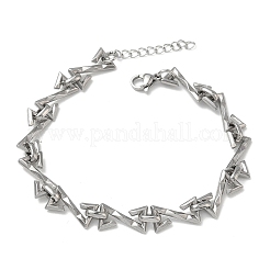 Hammered 304 Stainless Steel Link Chain Bracelets for Women&nbsp;BJEW-D466-07P