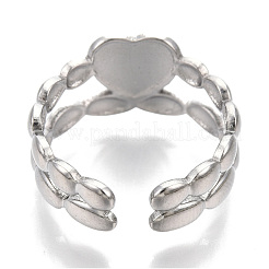 Non-Tarnish 304 Stainless Steel Heart Cuff Rings&nbsp;RJEW-N038-117P