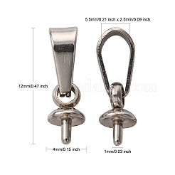 変色防止201ステンレススチールペグベイルペンダント  片穴パーツ用  ステンレス鋼色  12x4mm  ピン：1mm  穴：5.5x2.5mm&nbsp;STAS-E031-1