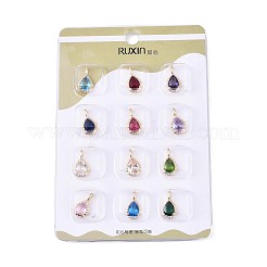 Brass & Cubic Zirconia Pendants&nbsp;KK-T073-33G