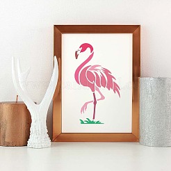 プラスチック中空図面絵画ステンシル テンプレート  スクラップブック、布地、タイル、床、家具、木材の塗装用  フラミンゴの形  29.7x21cm&nbsp;DIY-WH0396-953