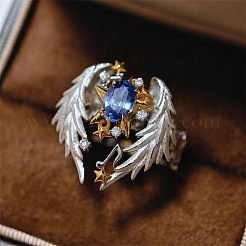 Alloy Rhinestone Wing Cuff Open Rings for Women&nbsp;WG253F1-01