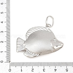 真鍮チャーム  熱帯魚チャーム  ラックめっき  長持ちメッキ  鉛フリー＆カドミウムフリー  プラチナ  38x43x8.5mm  穴：6.5x9.5mm&nbsp;KK-CBA3297-06A-P