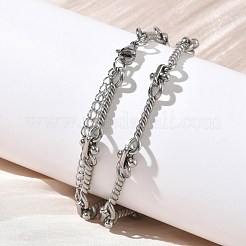 304 Stainless Steel Twisted Bar Link Chain Necklaces for Women Men&nbsp;NJEW-Z115-02P