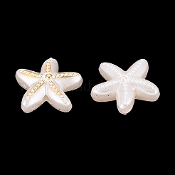 ABSプラスチックパール調ビーズ  ゴールドライン入り  ヒトデ  乳白色  17x18x8mm  穴：2.5mm  約625個/500g&nbsp;PL-N007-29