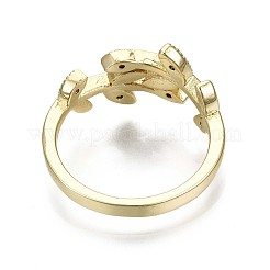 Brass Micro Pave Clear Cubic Zirconia Cuff Rings&nbsp;RJEW-S044-122-NF