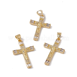 Brass Micro Pave Clear Cubic Zirconia Pendants&nbsp;KK-G439-32G