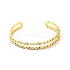 Clear Cubic Zirconia Double Line Open Cuff Bangle&nbsp;BJEW-M231-08G