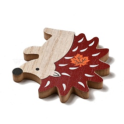 秋の片面プリントウッドカボション  ハリネズミ  107x107x12mm&nbsp;WOOD-I010-01I