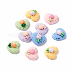 オペーク樹脂カボション  花とハート  ミックスカラー  17~17.5x20~20.5x8~9mm&nbsp;CRES-A050-16