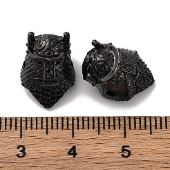 キュービックジルコニアビーズ付き真鍮  カドミウムフリー＆鉛フリー  長持ちメッキ  ブラック  15x11x10mm  穴：1.6mm&nbsp;KK-S406-17