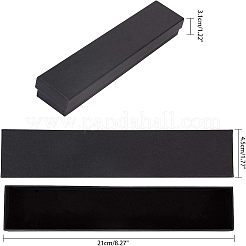 紙ボール紙のアクセサリー箱  ネックレスボックス  長方形  ブラック  21x4.5x3.1cm&nbsp;LS-CBOX-NB0001-11