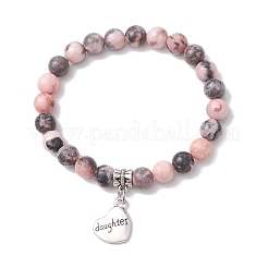 Natural Pink Zebra Jasper Beaded Stretch Bracelets for Woman&nbsp;BJEW-JB11526-02