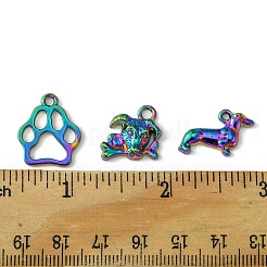 8本3スタイルアロイペンダント  犬  虹色  15~19x15~16x1~4mm  穴：2~2.5mm&nbsp;FIND-FS0002-19