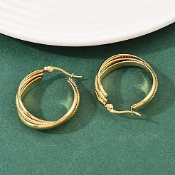 304 Stainless Steel Triple Twist Ring Stud Earrings&nbsp;EJEW-P324-08G