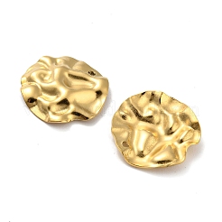 304ステンレスペンダント  テクスチャ  フラットラウンドのチャーム  18KGP本金メッキ  17x18x2mm  穴：1mm&nbsp;STAS-Z047-04G