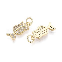 真鍮製マイクロパヴェキュービックジルコニアペンダント  花  丸カン付き  16KGP本金メッキ  17.5~18x8x2mm  穴：3mm&nbsp;KK-T071-133G