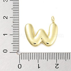 ラックメッキ真鍮バルーンレターペンダント  カドミウムフリー＆鉛フリー  長持ちメッキ  18KGP本金メッキ  文字W  17x18x4.5mm  穴：2.5mm&nbsp;KK-C050-01G-W