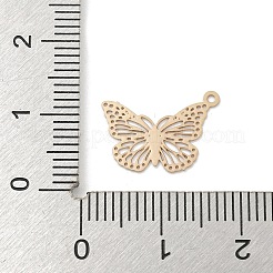 真鍮製チャーム  長持ちメッキ  カドミウムフリー＆ニッケルフリー＆鉛フリー  蝶  ライトゴールド  10.5x15x0.3mm  穴：0.9mm&nbsp;KK-S400-01KCG-B