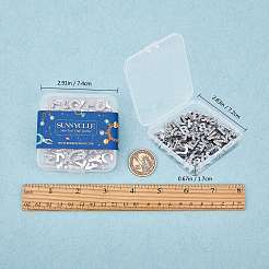 環境に優しい亜鉛合金スライドチャーム  ラインストーン付き  プラチナメッキ  a～zの文字  クリスタル  12x3~12x4.5mm  穴：8x2mm  52個/箱&nbsp;ALRI-SC0001-07P