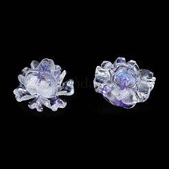 クリア樹脂カボション  グリッターパウダー付き  花  ミックスカラー  11.5x11.5x7mm&nbsp;CRES-N030-025-B