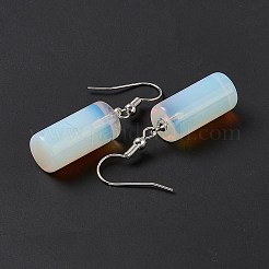 Gemstone Cylindrical Dangle Earrings&nbsp;EJEW-D188-01P