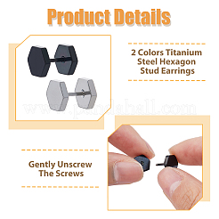 6Pcs 2 Colors Blank Hexagon Stainless Steel Ear False Plugs&nbsp;EJEW-FI0003-31