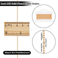真鍮製アズキチェーン  ハンダ付け  カード用紙付き  18KGP本金メッキ  2x1.7x0.4mm  約16.40フィート（5m）/カード&nbsp;CHC-BBC0001-11