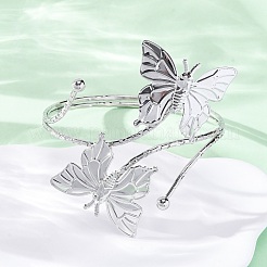 Butterfly Alloy Arm Cuff Bangles for Girl Women&nbsp;LS-AJEW-A063-01H-P
