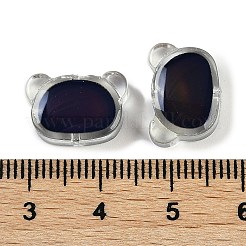 ツートンガラスムードビーズ  温度感知色変化ビーズ  クマ  透明  黒背景  10x14.5x5mm  穴：1.2mm&nbsp;GLAA-Z007-09B