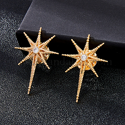2Pcs Brass Micro Pave Clear Cubic Zirconia Lapel Pin Backs for Clothes&nbsp;JEWB-FH0002-54G