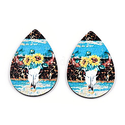 Single Face Printed Basswood Big Pendants&nbsp;WOOD-N006-199-01