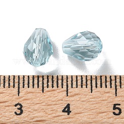 K9ガラス  模造オーストリアクリスタルビーズ  多面カット  ティアドロップ  ライトブルー  8x6x6mm  穴：1.4mm&nbsp;GLAA-R001-07B