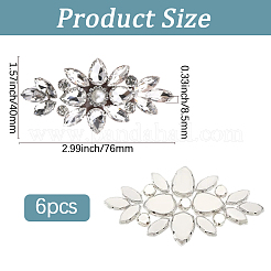 6Pcs Flower Glitter Hotfix Glass Rhinestone&nbsp;DIY-GF0014-62A