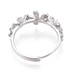 Flower Brass Micro Pave Clear Cubic Zirconia Adjustable Ring Settings&nbsp;KK-T076-57P