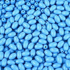焼付塗装ガラスシードビーズ  オーバル  ドジャーブルー  7x4~4.5mm  穴：0.9mm  約2500個/ポンド&nbsp;SEED-T007-15N
