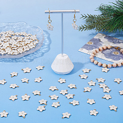 100本合金エナメルペンダント  カドミウムフリー＆ニッケルフリー＆鉛フリー  ゴールドカラー  花のチャーム  ホワイト  16x14x2.4mm  穴：1.5mm&nbsp;ENAM-DC0002-21