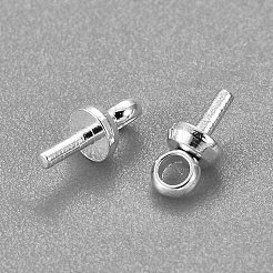 304ステンレススチールカップパールペグベイルピンペンダント  片穴パーツ用  銀  6x3mm  穴：1.5mm  ピン：0.8mm&nbsp;X-STAS-H436-15S